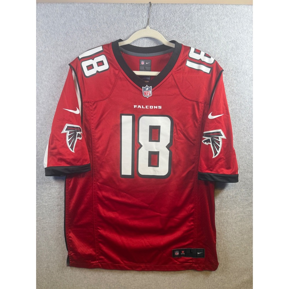 Nike NFL Atlanta Falcons Calvin Ridley 18 Jersey Mens Large Red On Field
